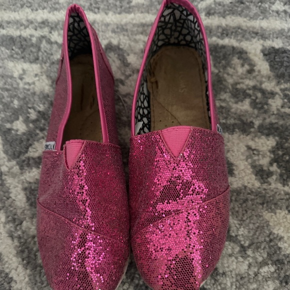 TOMS Pink Glitter Slip-On Espadrilles Size 38 - Picture 2 of 6